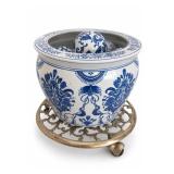 Blue & White Porcelain Floral Fishbowl Planter