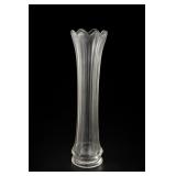 Clear Ribbed Swung Glass Vase, Approx. 15 Inch