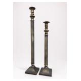 Bombay Fluted Brass Candlesticks Pair
