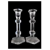 Val St. Lambert Crystal Candlestick Pair
