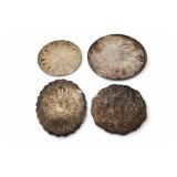 Four Ornate Silver-Tone Metal Coasters