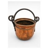 Copper Hammered Cauldron Pot With Iron Handles