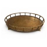 Brass Faux Bamboo Oval Serving Tray