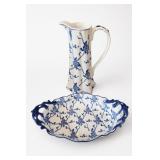 Bristol House Blue Floral Pitcher & Tray Set