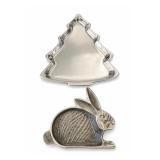 Silver-Tone Rabbit & Tree-Shaped Dishes Set