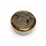 Chokin Porcelain Trinket Box, Birds & Bamboo