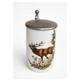 West Germany Deer Ceramic Beer Stein With Lid