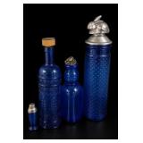 Cobalt Blue Glass Bottle Set, 4 Pieces