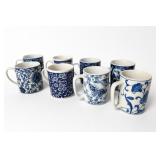 Blue And White Delftware Mug Set, 8 Pieces
