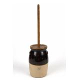 2 G Stoneware Butter Churn With Wooden Dasher