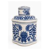 Blue & White Floral Ceramic Cookie Jar
