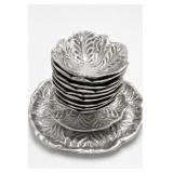 Fitz & Floyd Pewter Cabbage Leaf Bowl Set