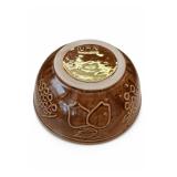 USA Brown Stoneware Embossed Fruit Mixing Bowl