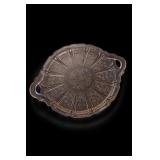 Jeanette Glass Cherry Blossom Pink Handled Tray