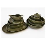 Vintage Brusche Green Ceramic Dinnerware Set