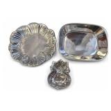 Silver-Tone Dish Set, Scalloped, Tray & Leaf