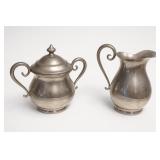 Pewter Sugar Bowl & Creamer Set
