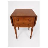 Vintage Drop Leaf Two-Drawer Side Table