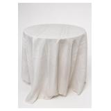 Round Wooden Accent Table With White Tablecloth