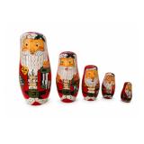 5-Piece Wooden Santa Nesting Doll Set