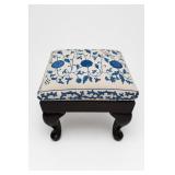 The Bombay Company Blue Floral Footstool