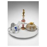 Cut Glass Vanity Jar & Shaker Set