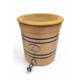 Antique Two-Tone Stoneware Crock With Lid