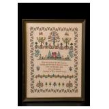 Hummel Framed Cross Stitch Child Couple Art