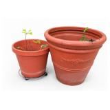 Five Garden Planters With Saucers