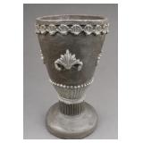 Large Floral Relief Urn On Pedestal