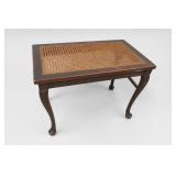 Queen Anne Style Caned Wood Stool