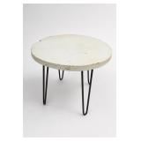 Round White Wood Coffee Table With Hairpin Legs