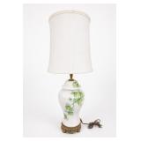 Porcelain Table Lamp With Green Vine Decor