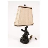 Bronze Figural Table Lamp With Fabric Shade