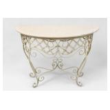 Wrought Iron Marble Top Console Table
