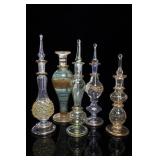 Egyptian Perfume Glass Bottles, Set Of 5