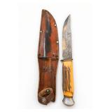 Solingen Antler-Handled Hunting Knife & Sheath