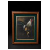 Framed Rooster Oil Painting M. Waldrip