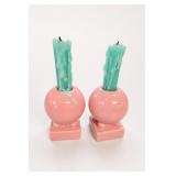 Fiesta Rose Bulb Candleholder Pair