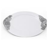 Towle White Serving Platter With Metal Handles