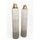 At Home Gold-Tone Diamond Pattern Vase Pair