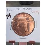 1 Oz .999 Copper Liberty Round