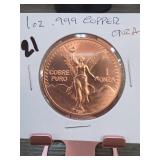 1 Oz Copper Intaglio Mint Libertad Round