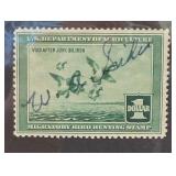 1930 U.S. $1 Migratory Bird Hunting Stamp Signed