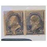 1887 U.S. #212 Franklin Soft Paper Perf 12 Pair