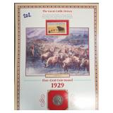 1930 Buffalo Nickel & Railroad Stamp
