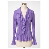 Dialogue Purple Polyester Ruffle Blouse, XS