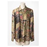 STUN 100% Silk Patchwork Blouse
