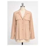 Chaus 100% Silk Button Front Shirt Size 4