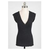 Liquid Black Lace-Trim Top, Size S